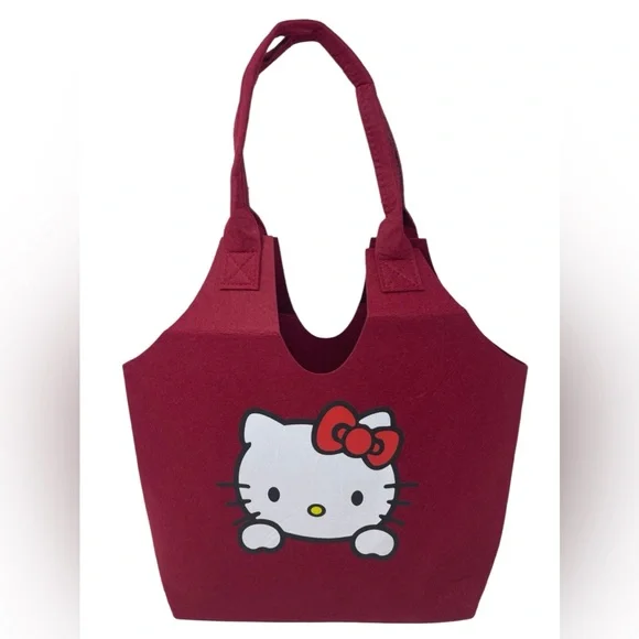 2 PACK Hello Kitty Felt Tote Bag Sanrio Handbag New - Picture 8 of 16